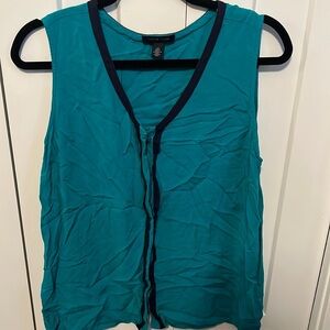 Tommy Hilfiger teal with navy detail sleeveless blouse size L
